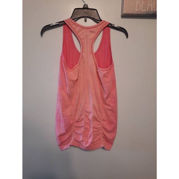 Athleta Fast Track Womens Tank Top M Reddish Pink Rushed Racer Back Seamless - Picture 4 of 4